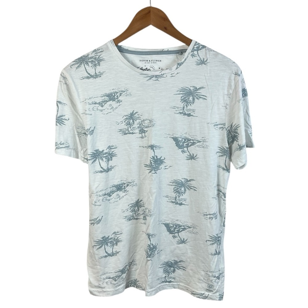 TS917 Men’s Denim & Flower Ricky Singh Another Day in Paradise Palm T Shirt S